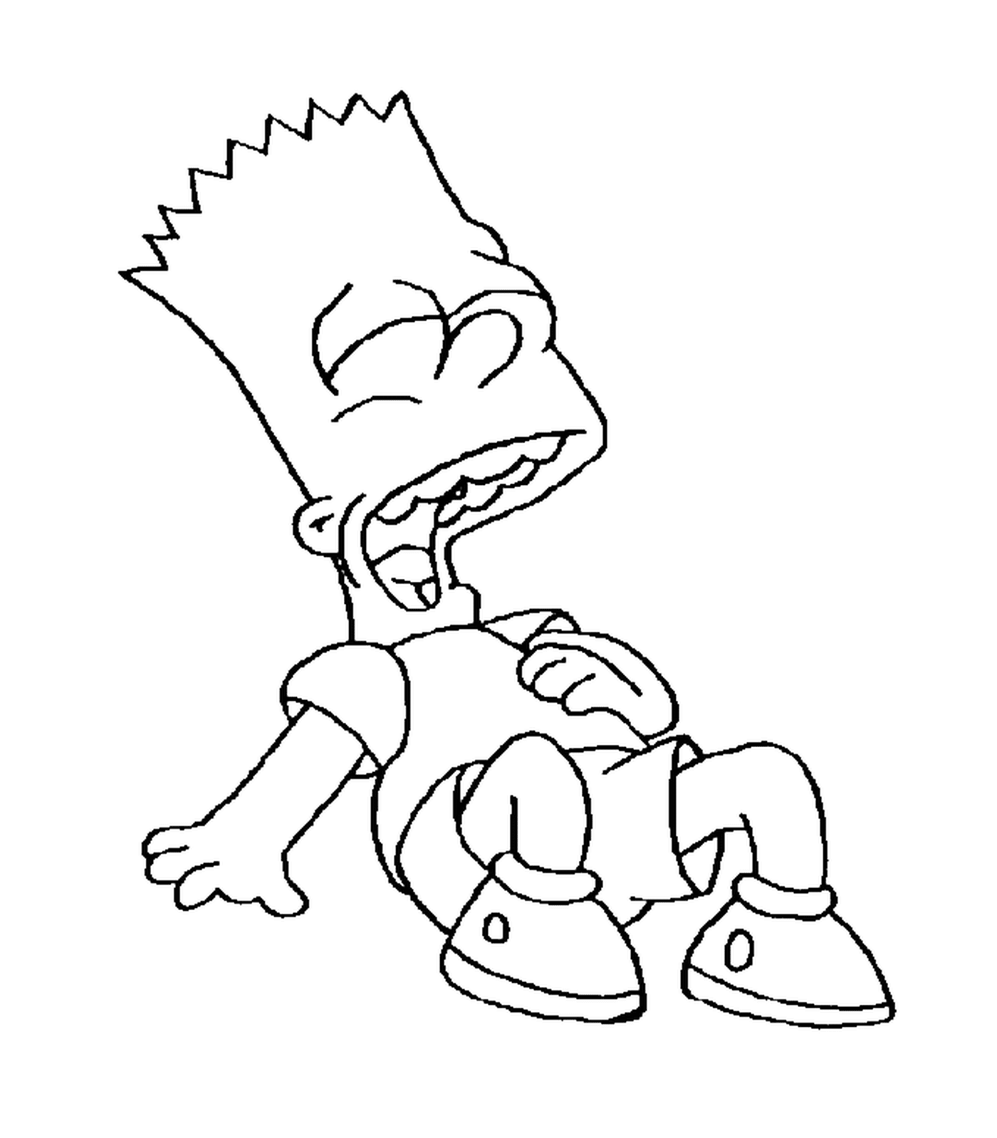  Барт смеется, карикатурный персонаж сидит на полу 