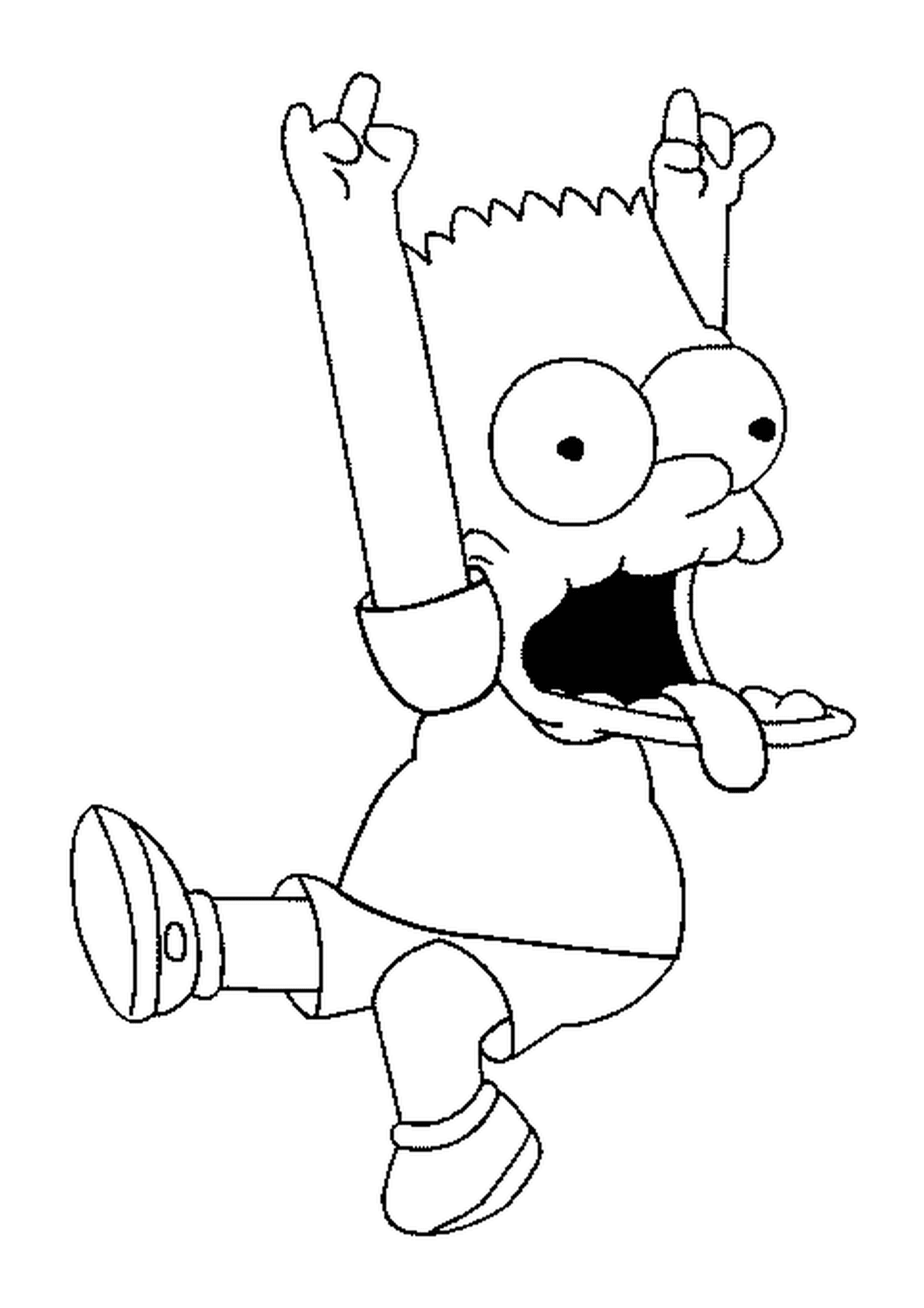  Bart makes a grimace with his arms in the air 