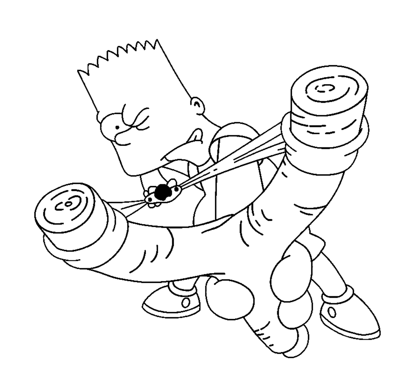  Bart con un lanzador de piedra 