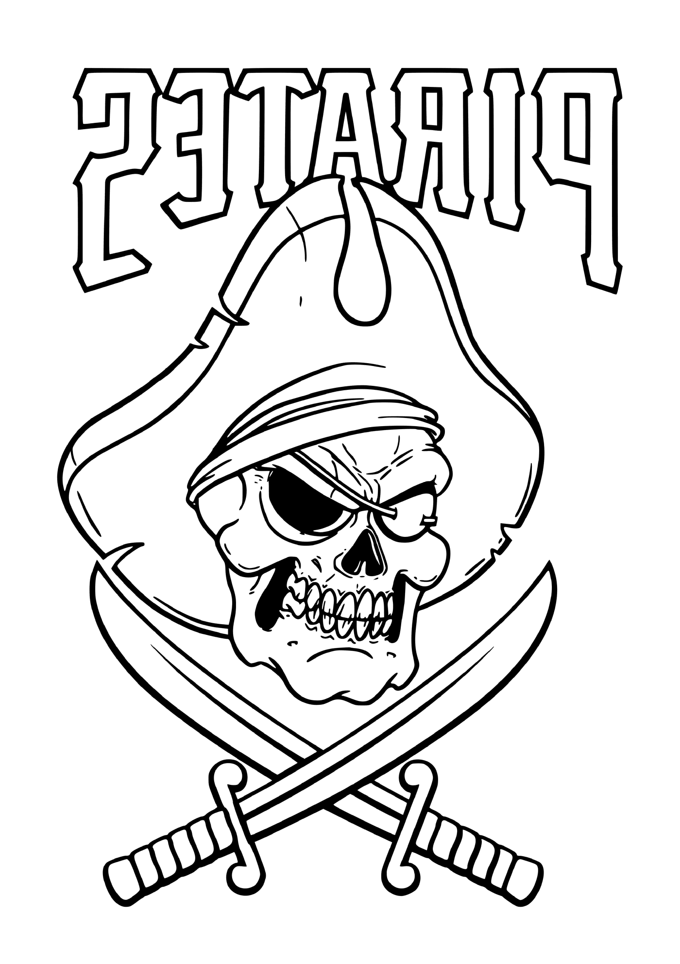  Pirate skeleton with hat and swords 