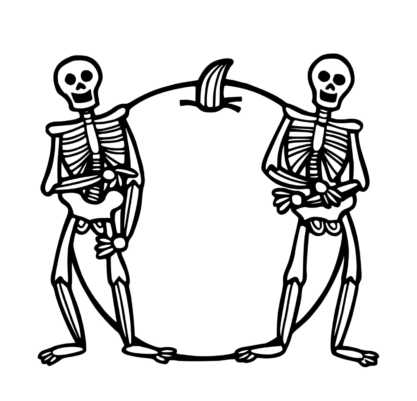  Halloween, esqueleto, de pie junto a la mano 