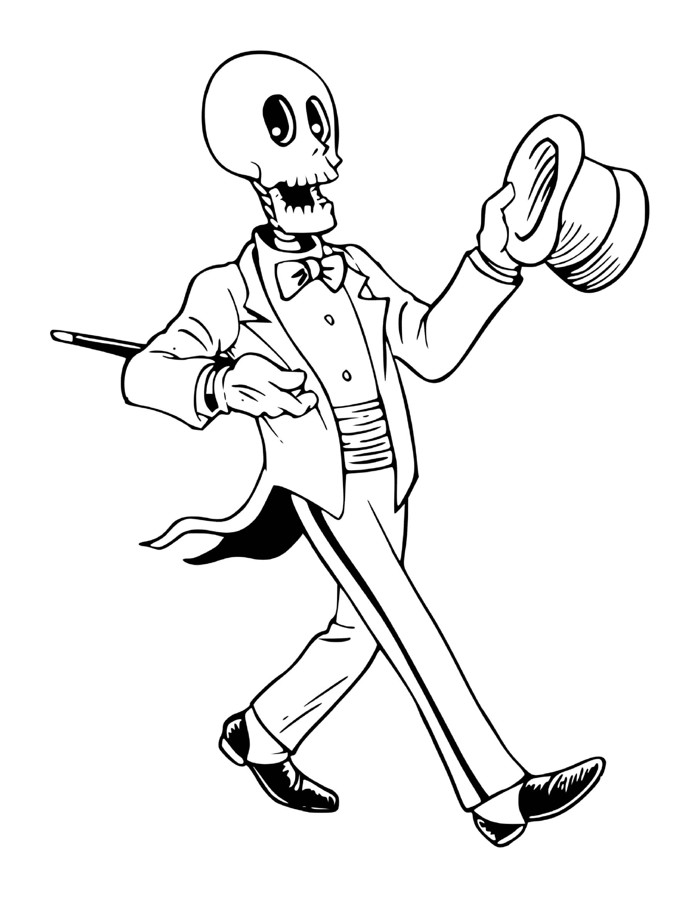  Funny Halloween Skeleton, wearing a costume and tie 