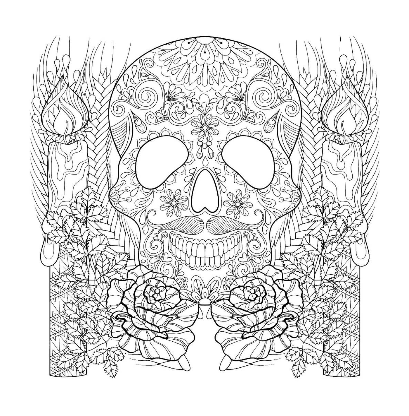  Взрослый Хэллоуин скелет и свечи, сахарный череп с свечками 