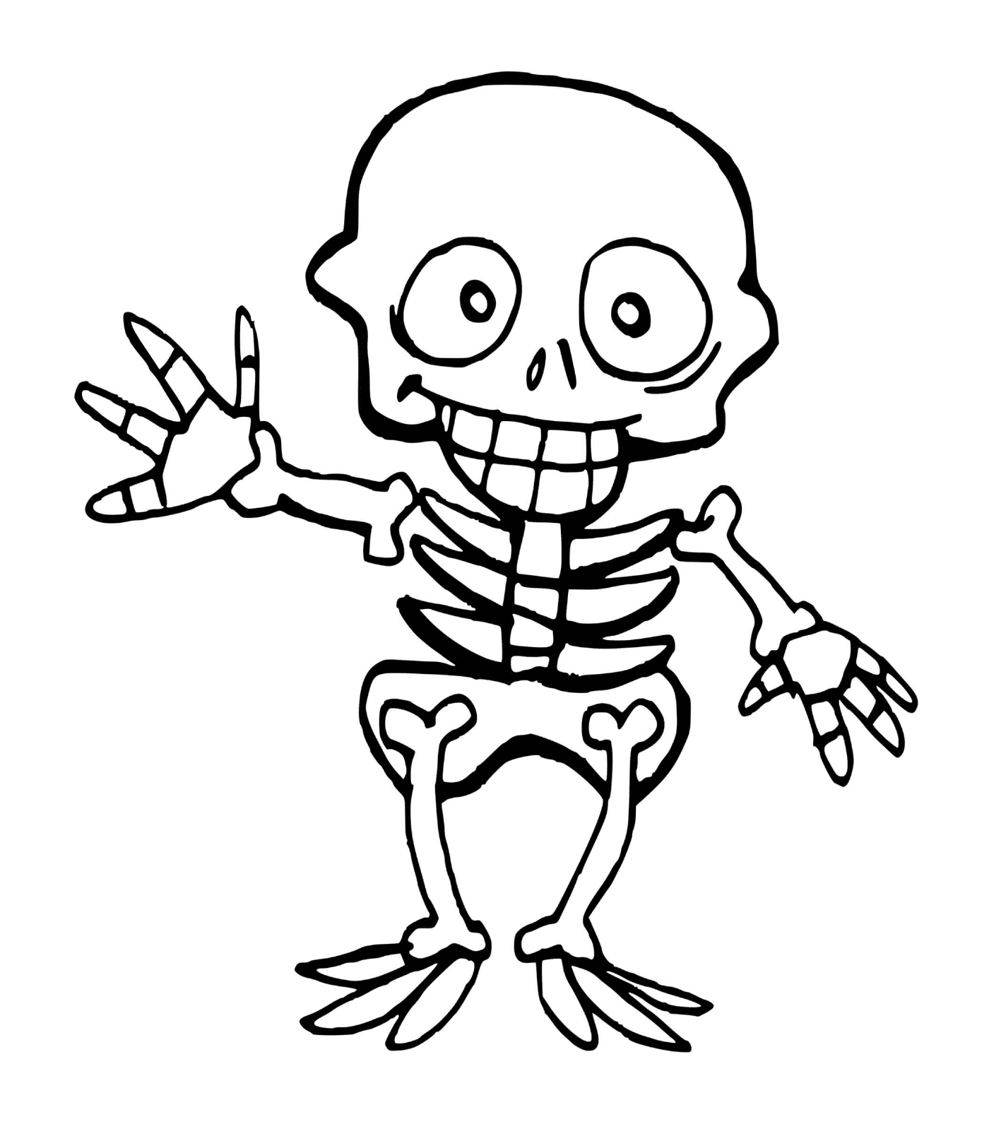  Bambino scheletro per Halloween, mani in alto 