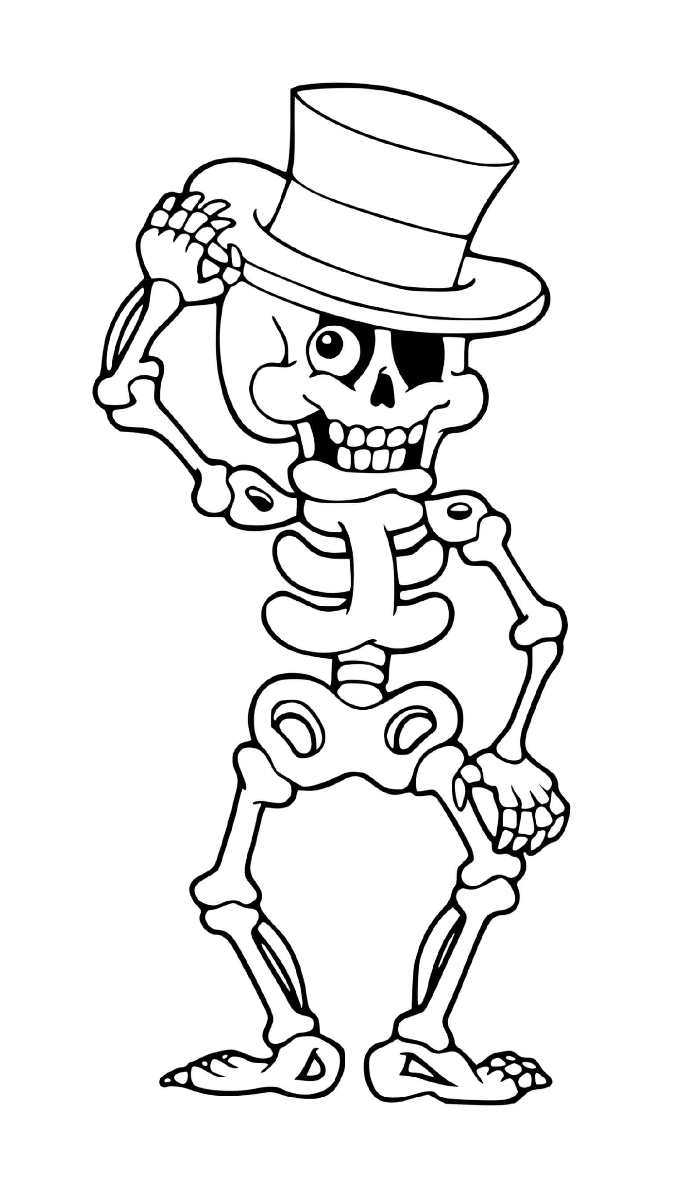  Esqueleto divertido con sombrero 