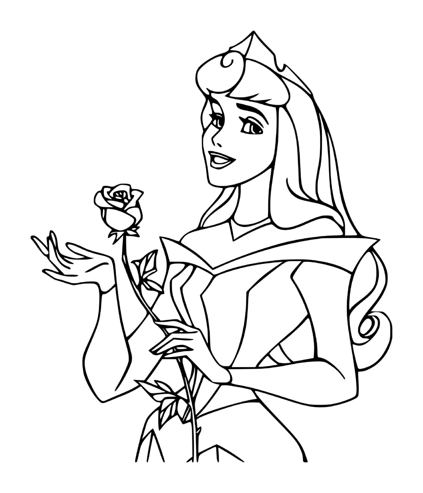  Princesa de La Belle au bois latente (Disney) con rosa 