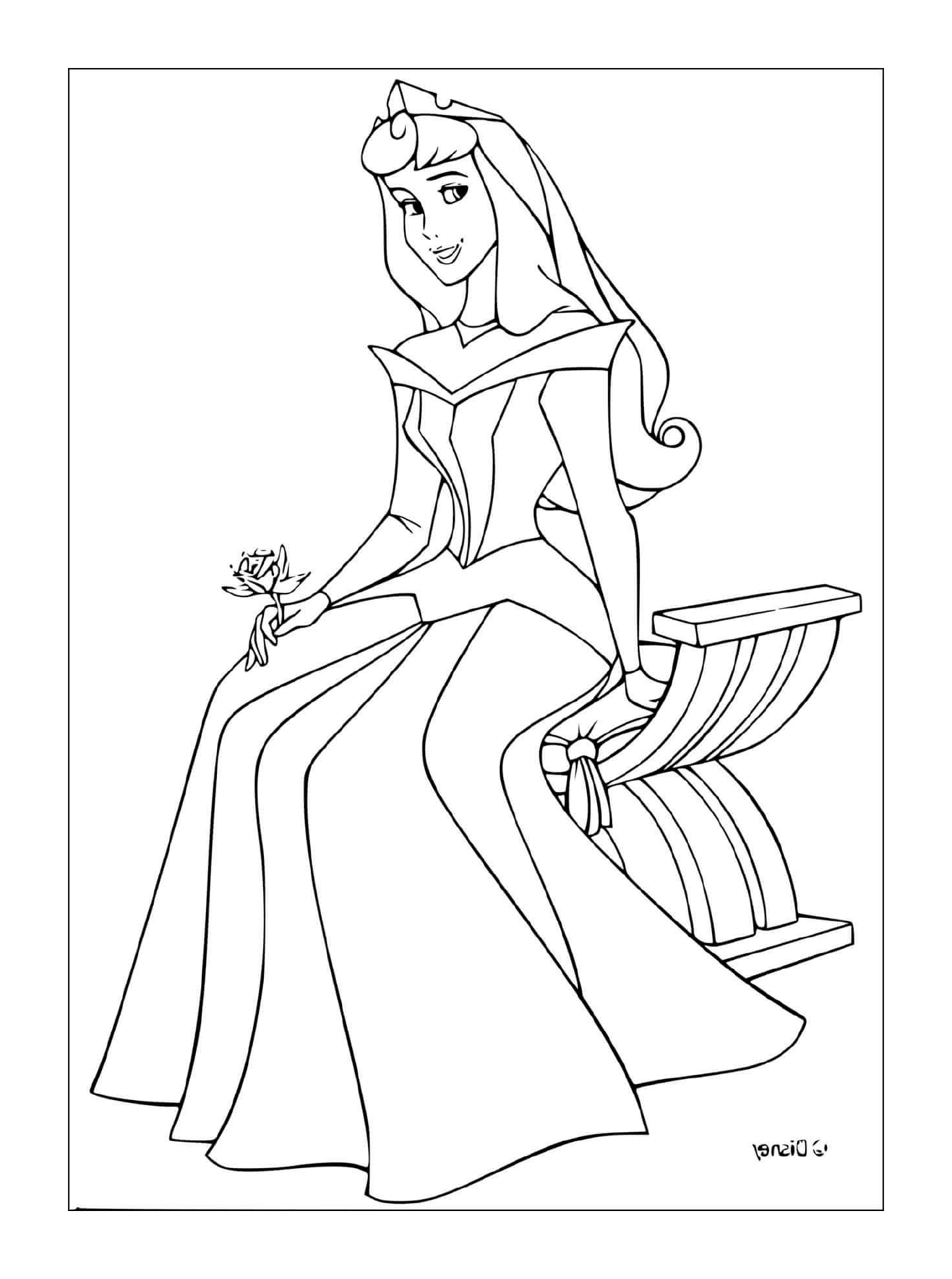  Princesa de La Belle con madera para dormir sentada con una taza de té 