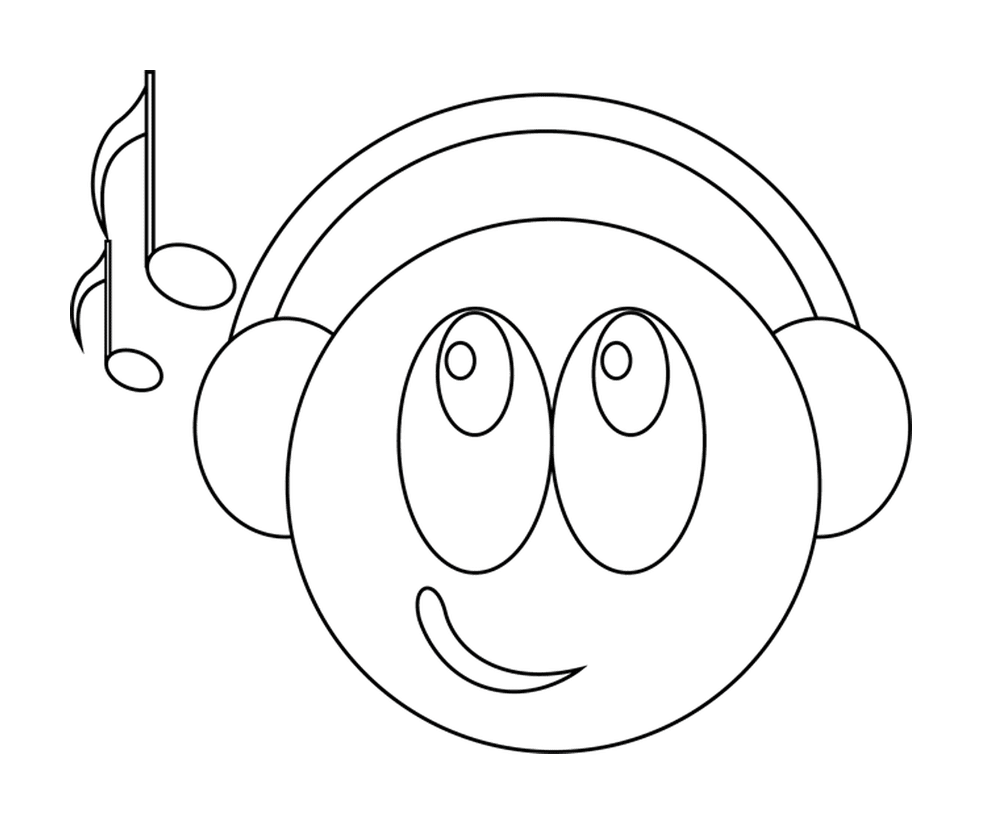  Smiley with audio headphones 
