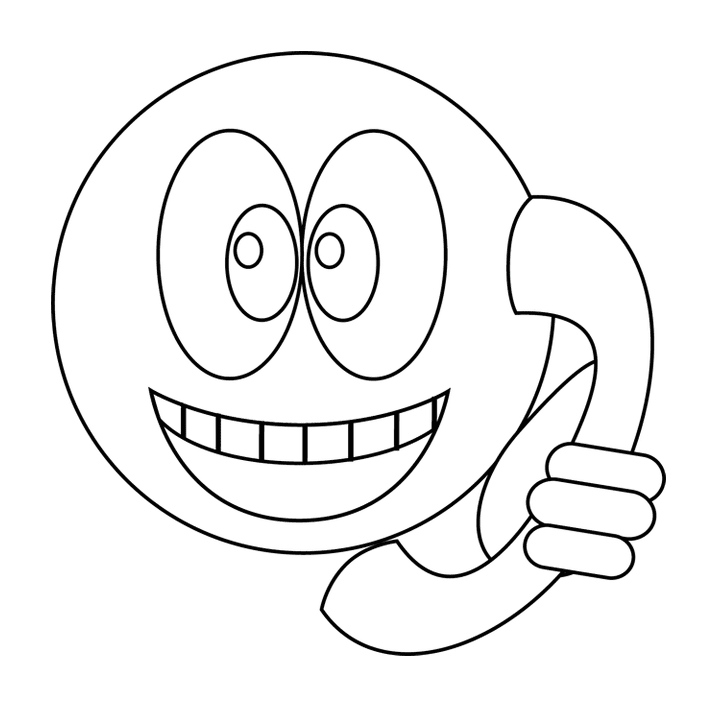  Smiley hält Telefon 