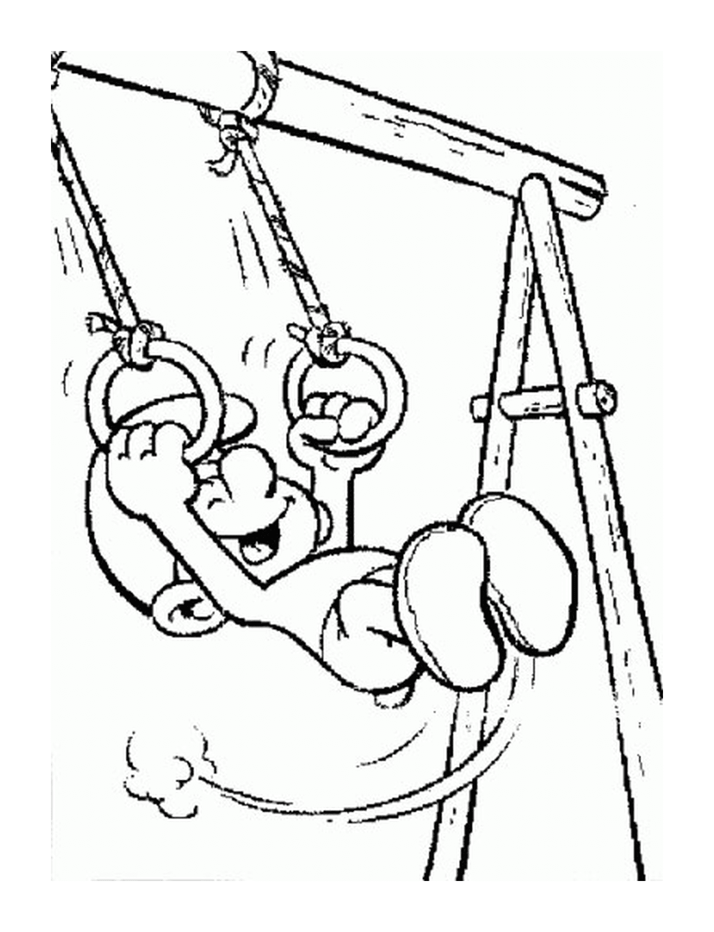  A character swinging on a swing 