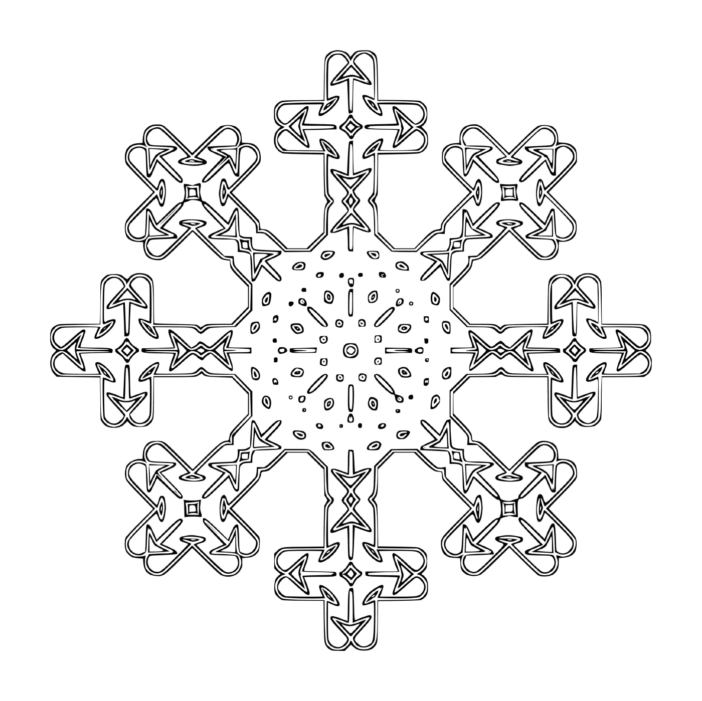  Eine originale kreuzförmige Schneeflocke 