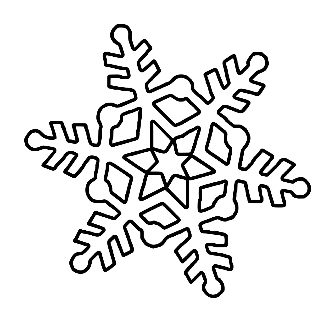  Un copo de nieve hexagonal con una estrella 