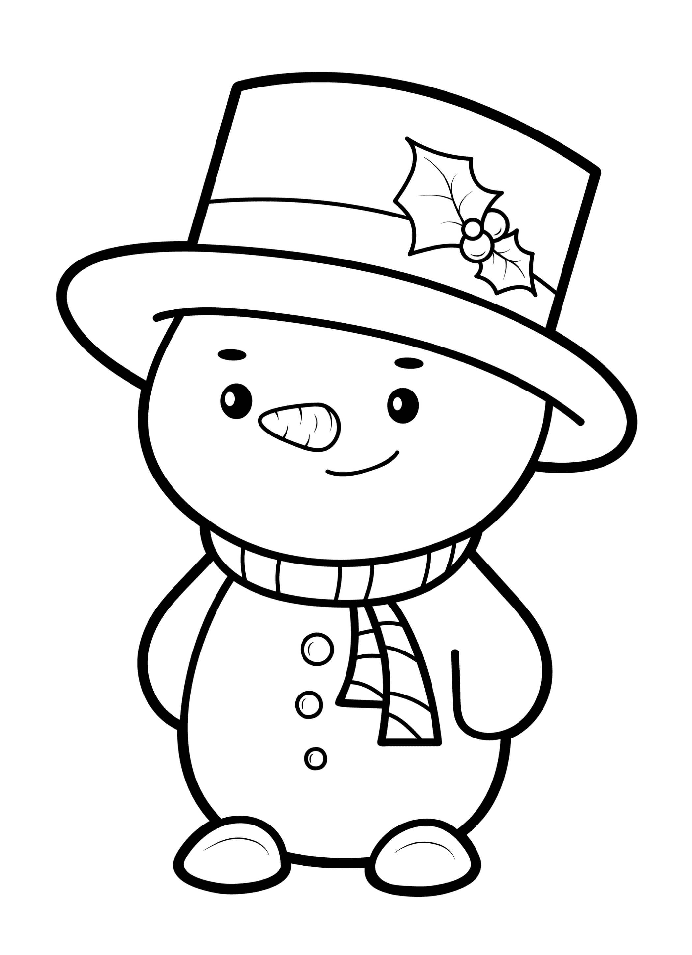  A snowman with a Christmas hat 