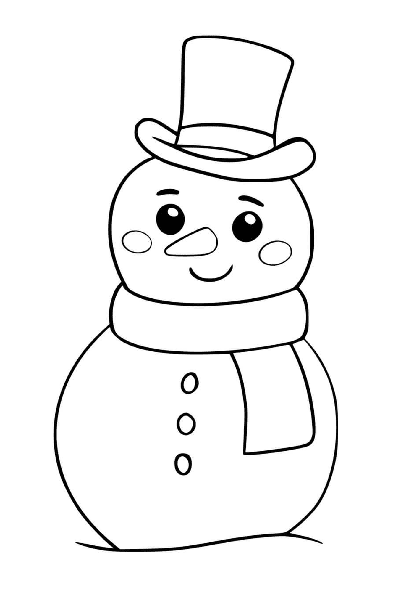  A kawaii snowman smiling in winter 