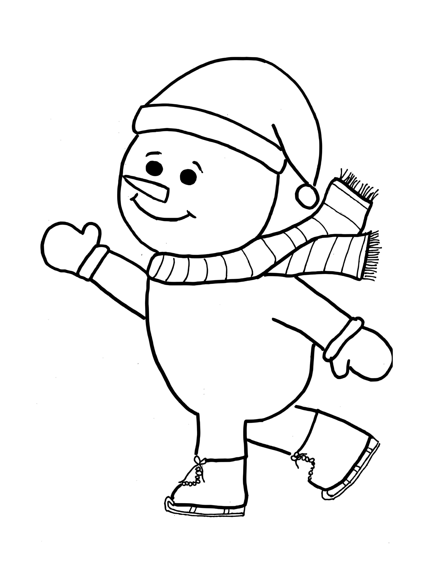  Un muñeco de nieve patinando el día de Navidad 
