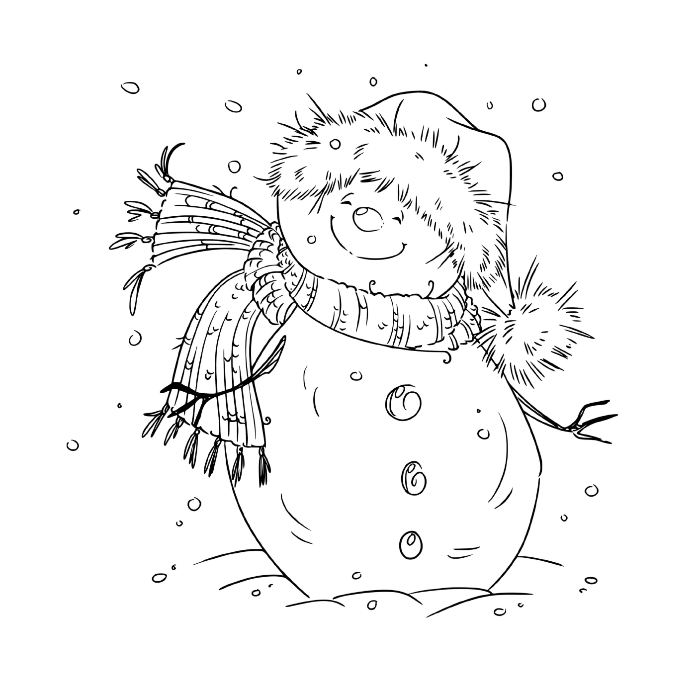  Ein Schneemann lächelt am frischen Wind an Heiligabend 