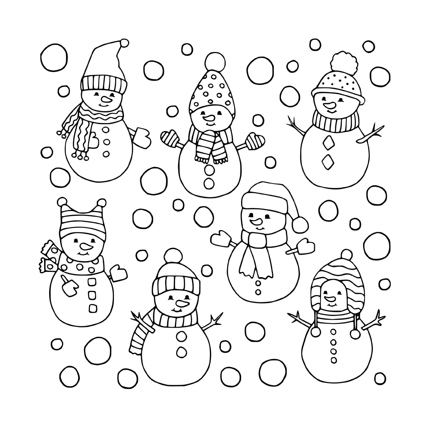  Several different snowmen 