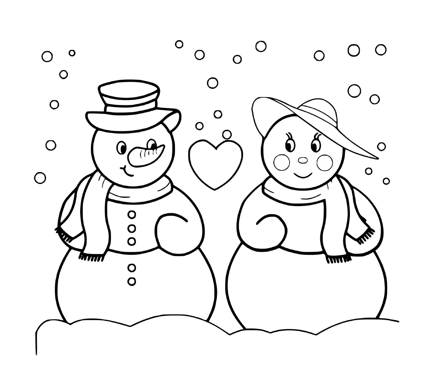  Зимняя любовь между двумя снеговиками 