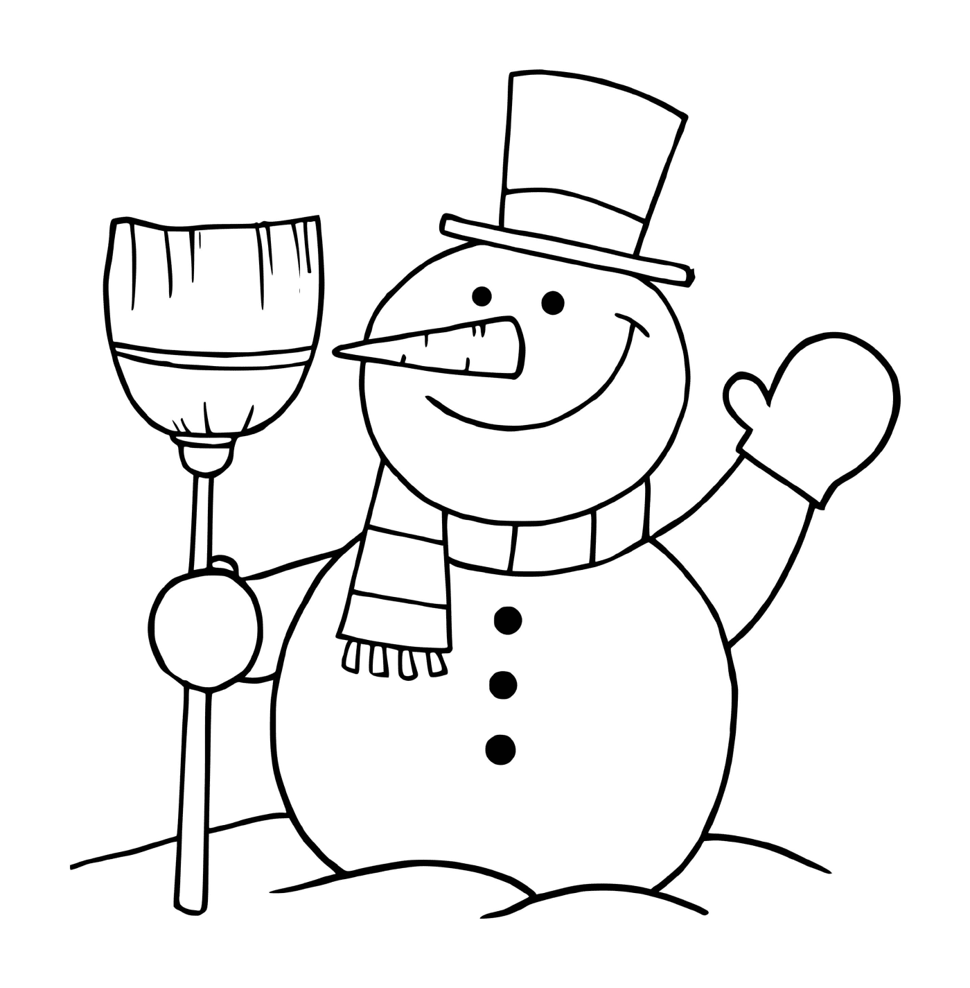  Hombre de nieve haciendo un cuco feliz 