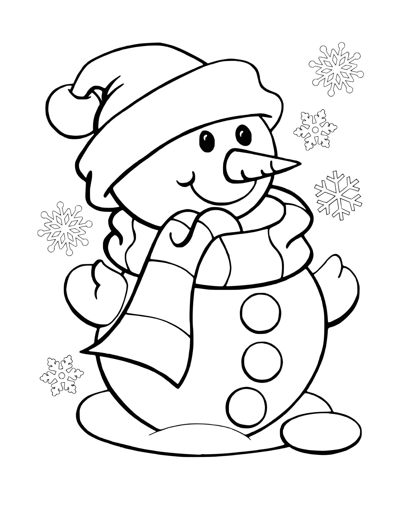  Hombre de nieve con copos de nieve 