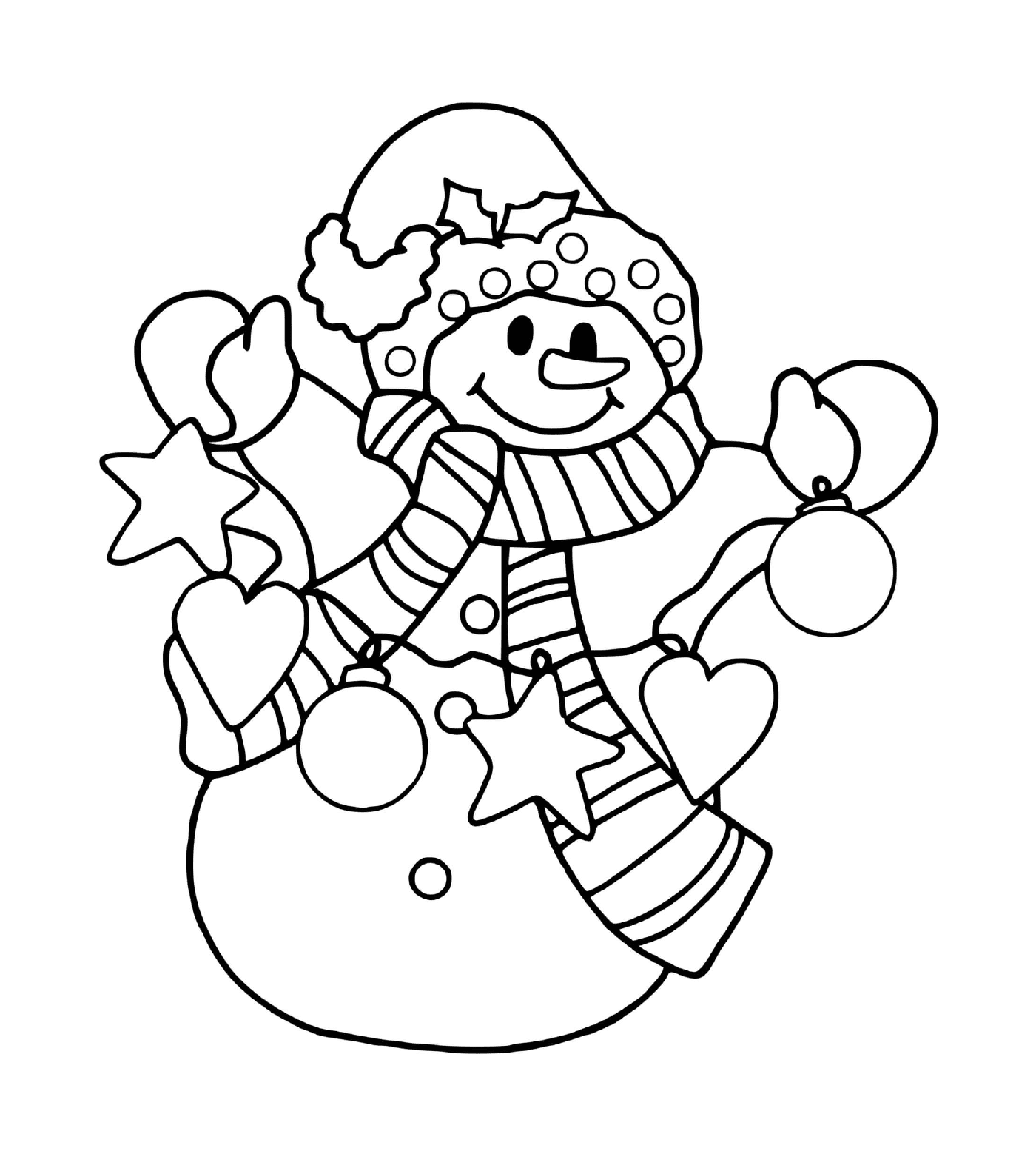  Happy snowman with Christmas decorations 