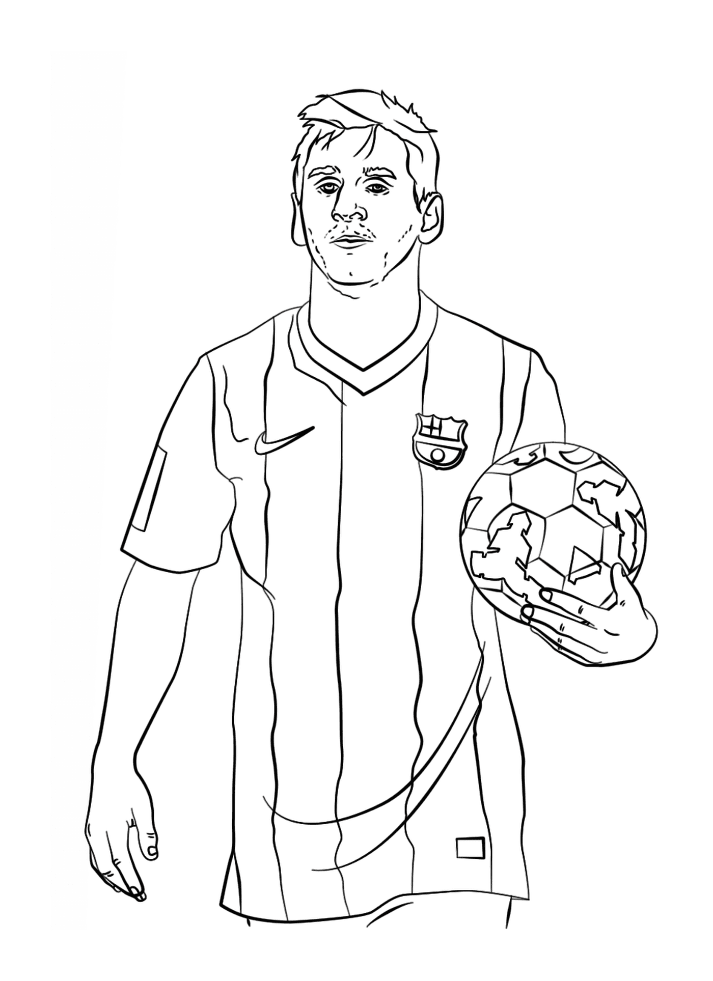  Un hombre sosteniendo una pelota de fútbol en su mano 