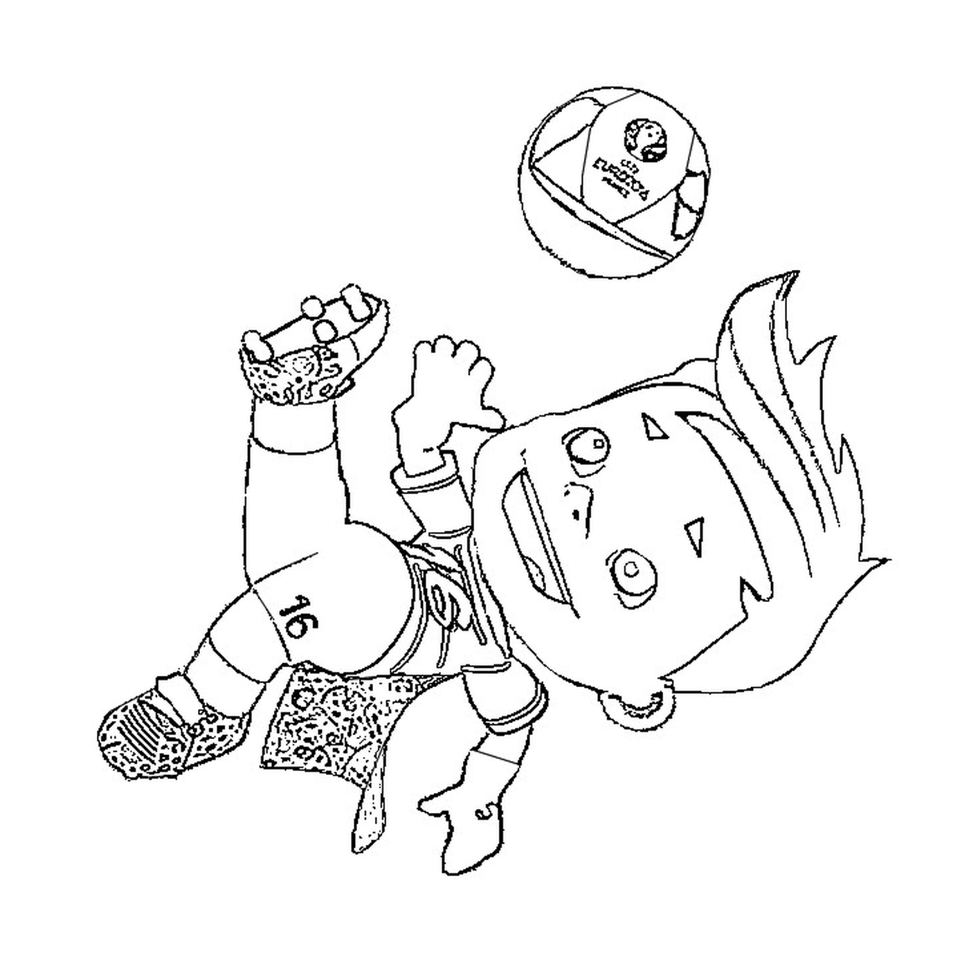  Ein Junge spielt mit einem Ball 