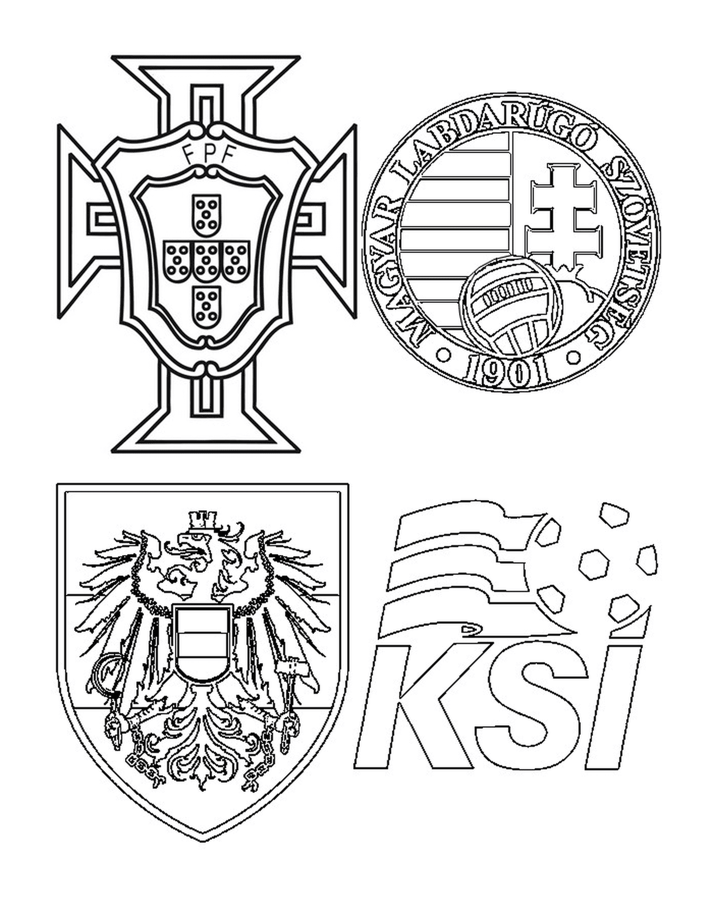  Vier Wappen in schwarz und weiß 