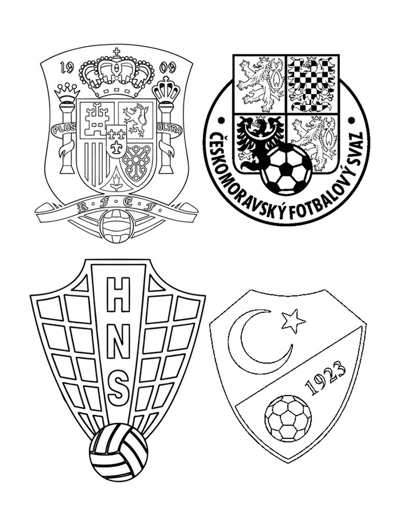  Vier verschiedene Fußballmannschaft Logos 