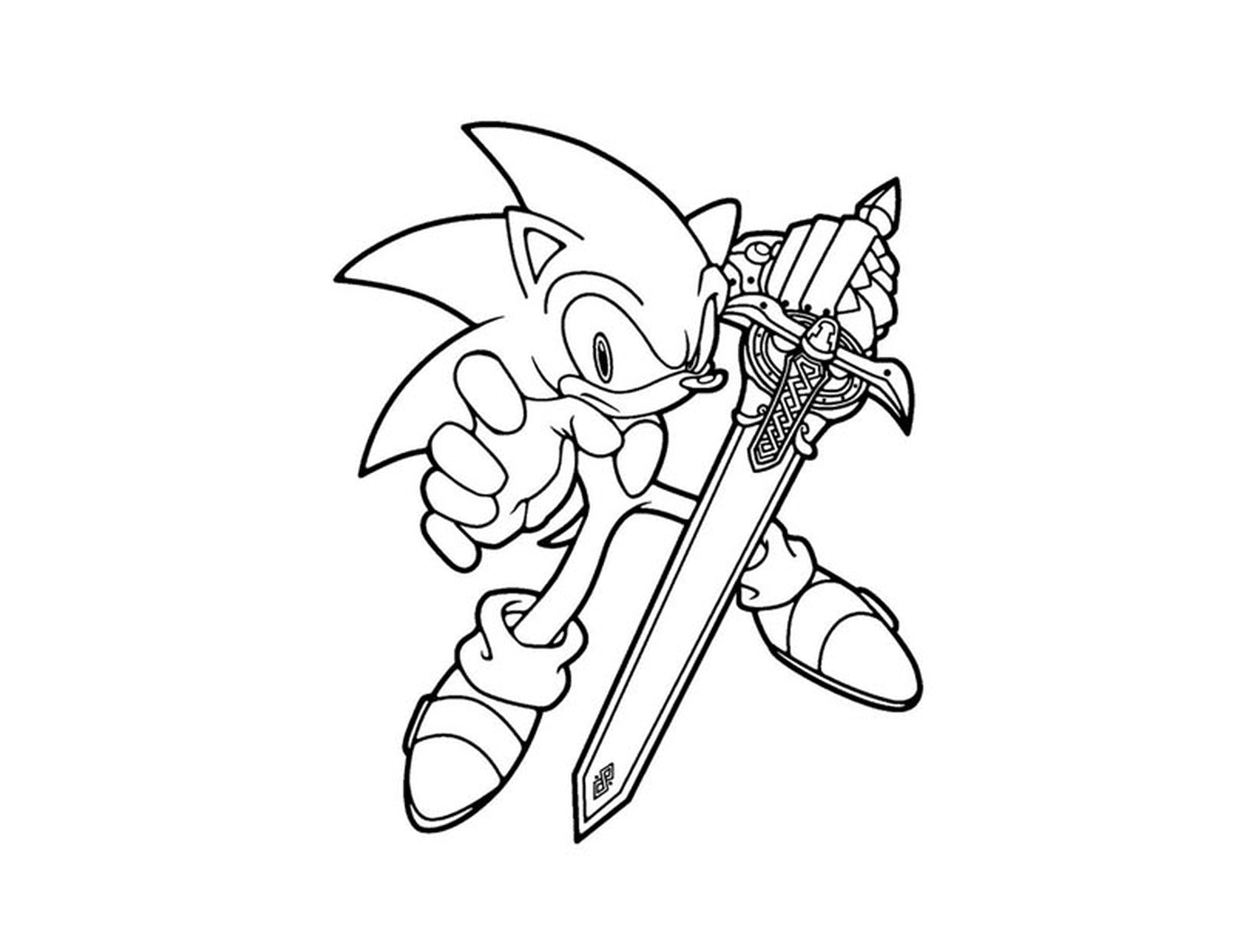  Sonic hält ein Schwert 