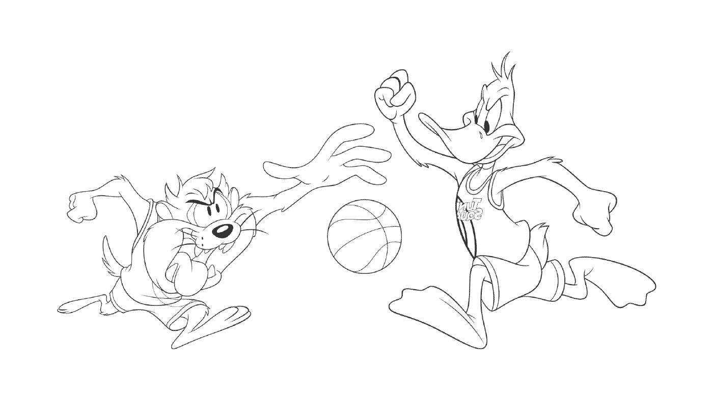  Goofy and cat playing basketball 