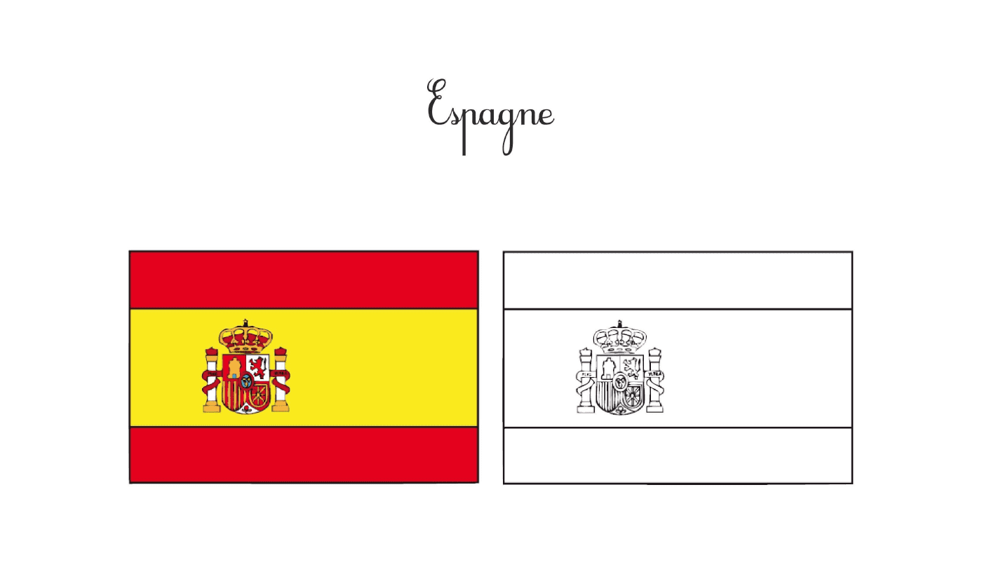  Bandiera spagnola in bianco e nero e colori 