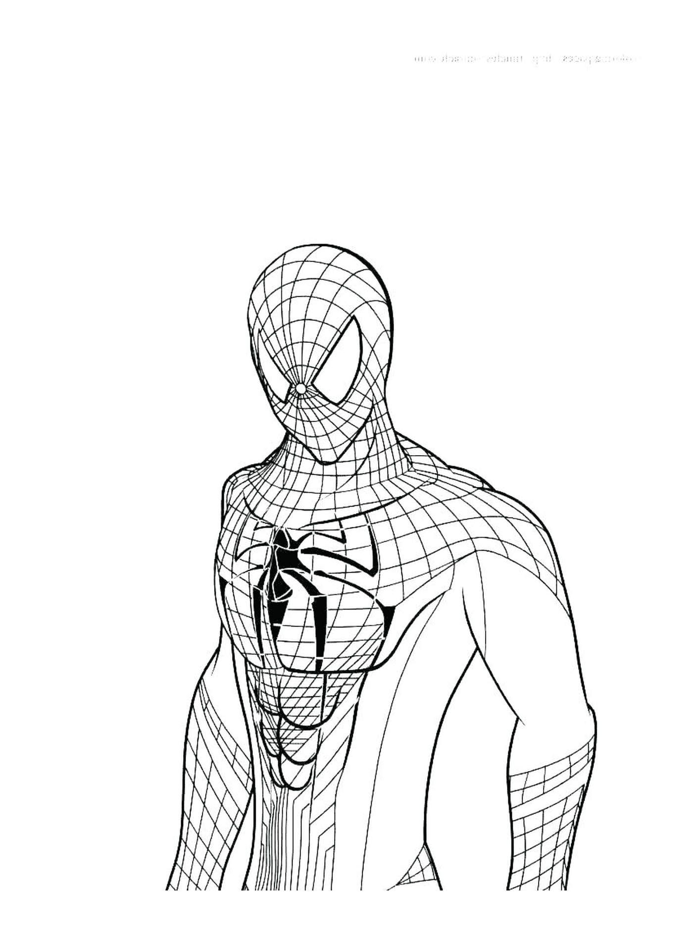  Человек-паук стоит перед белым фоном 