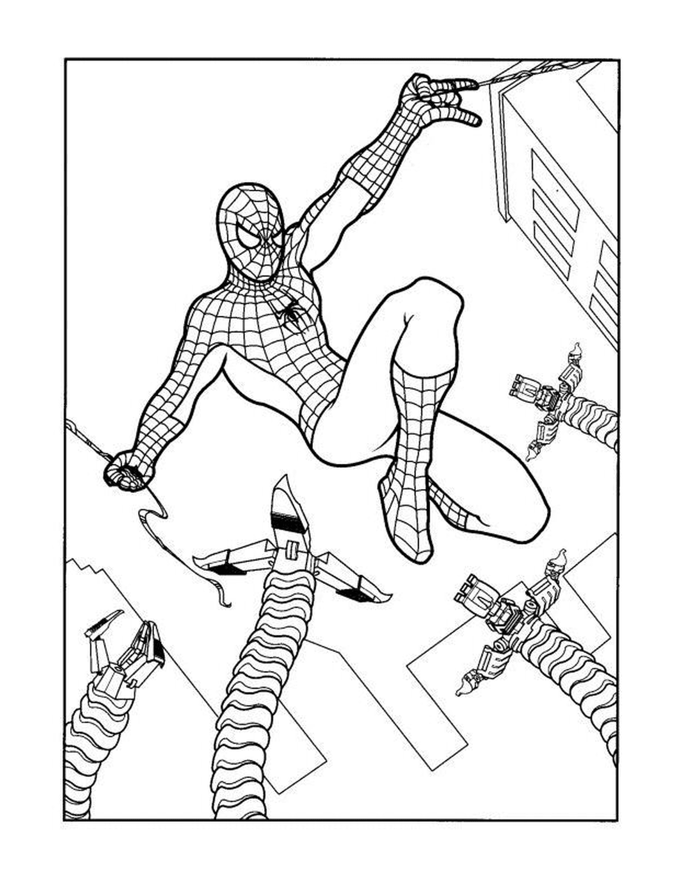  Spiderman escapando del Doctor Pulpo 