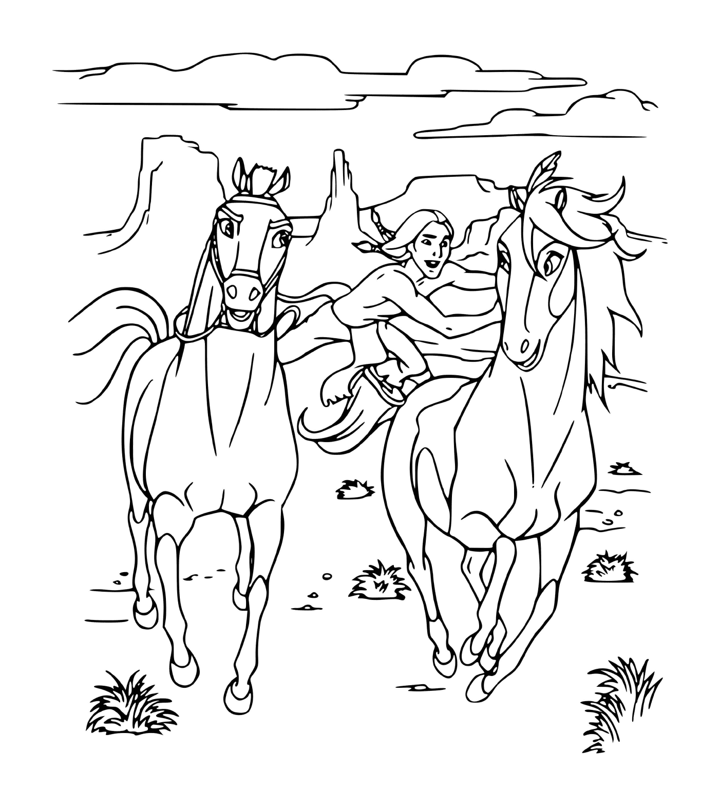  Spirit races with another horse 