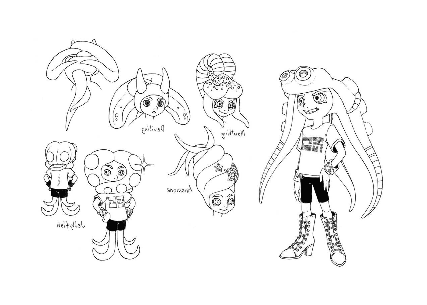  Splatoon, female character Marie with different hairstyles 