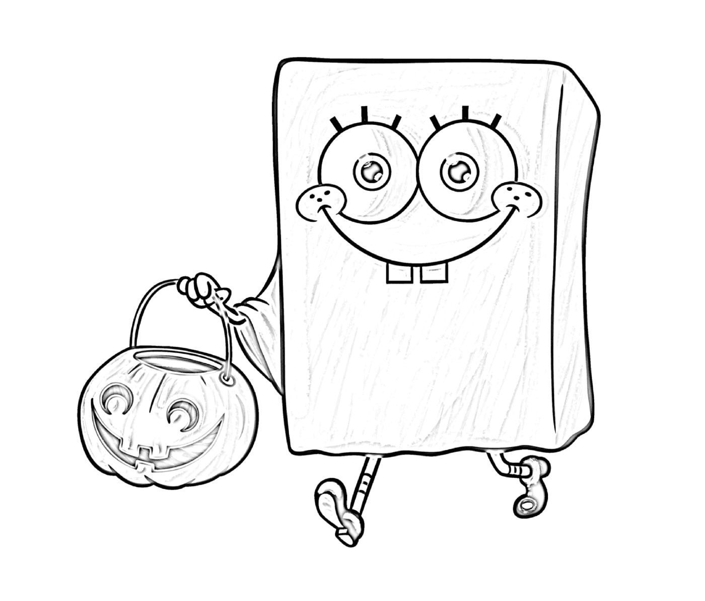  Bob the sponge for Halloween holding a bag 