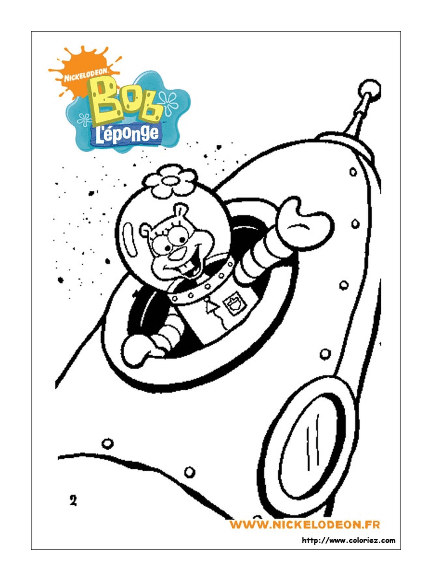  Spongebob, ein Zeichentrickfigur, als Astronaut gekleidet 