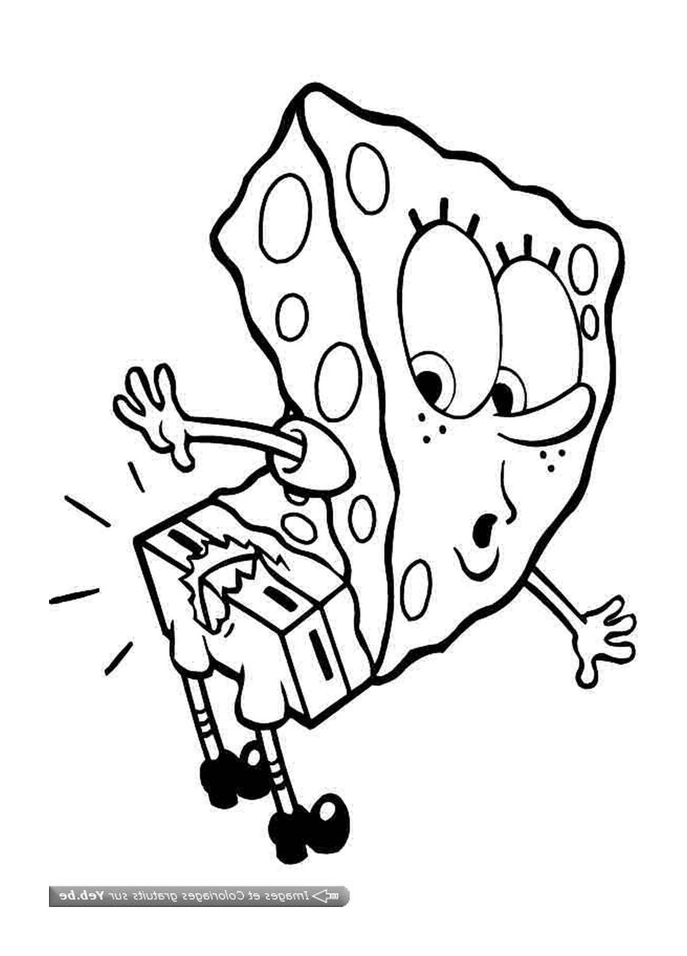  Ein Sponge Bob, der einen Karton hält 