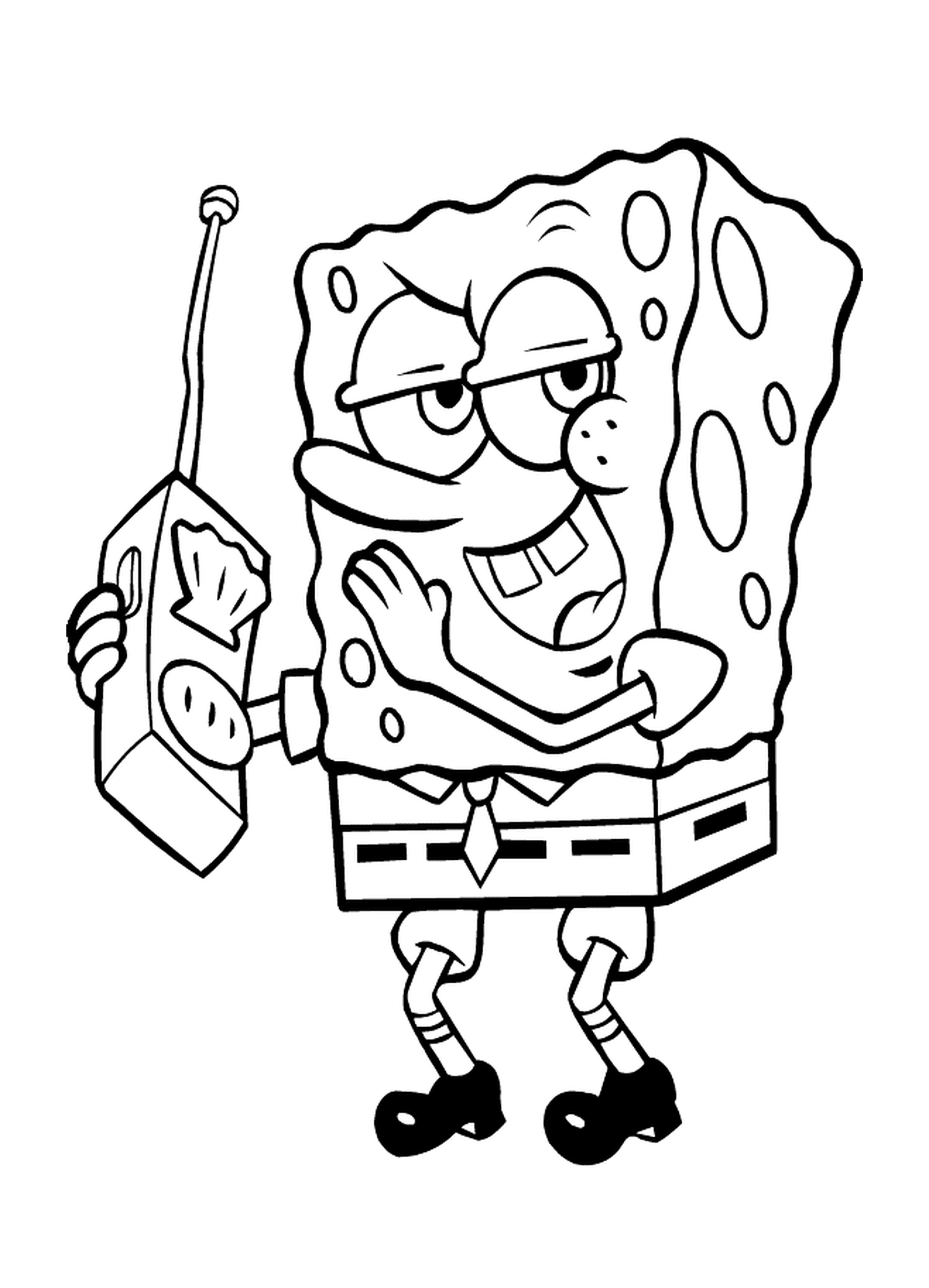  Bob the sponge holding a remote 
