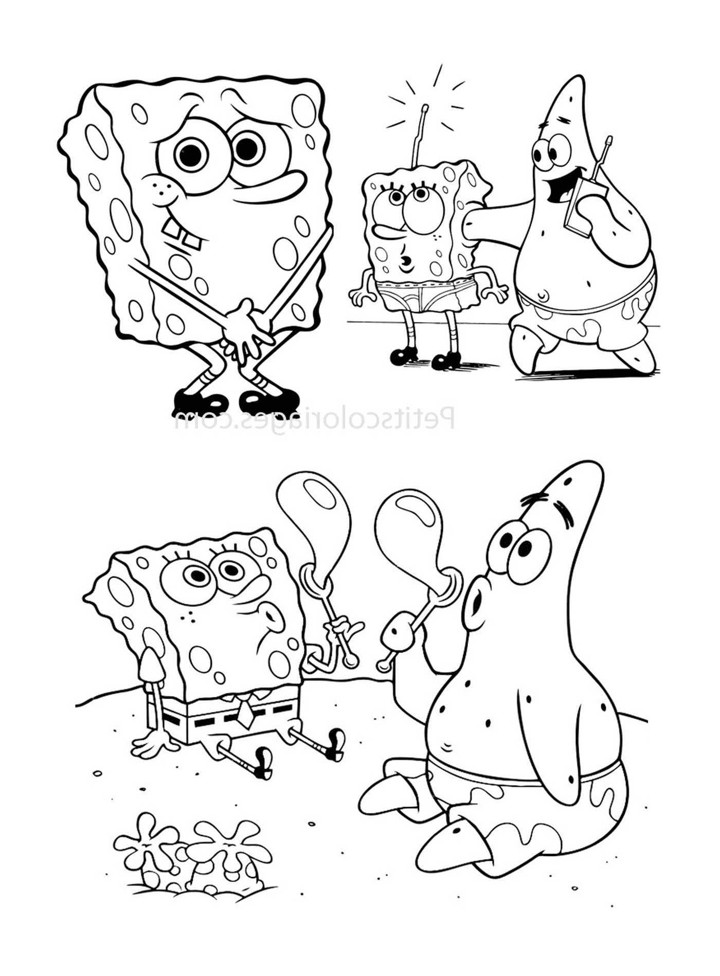  Eine Gruppe von Charakteren von Bob the Sponge 