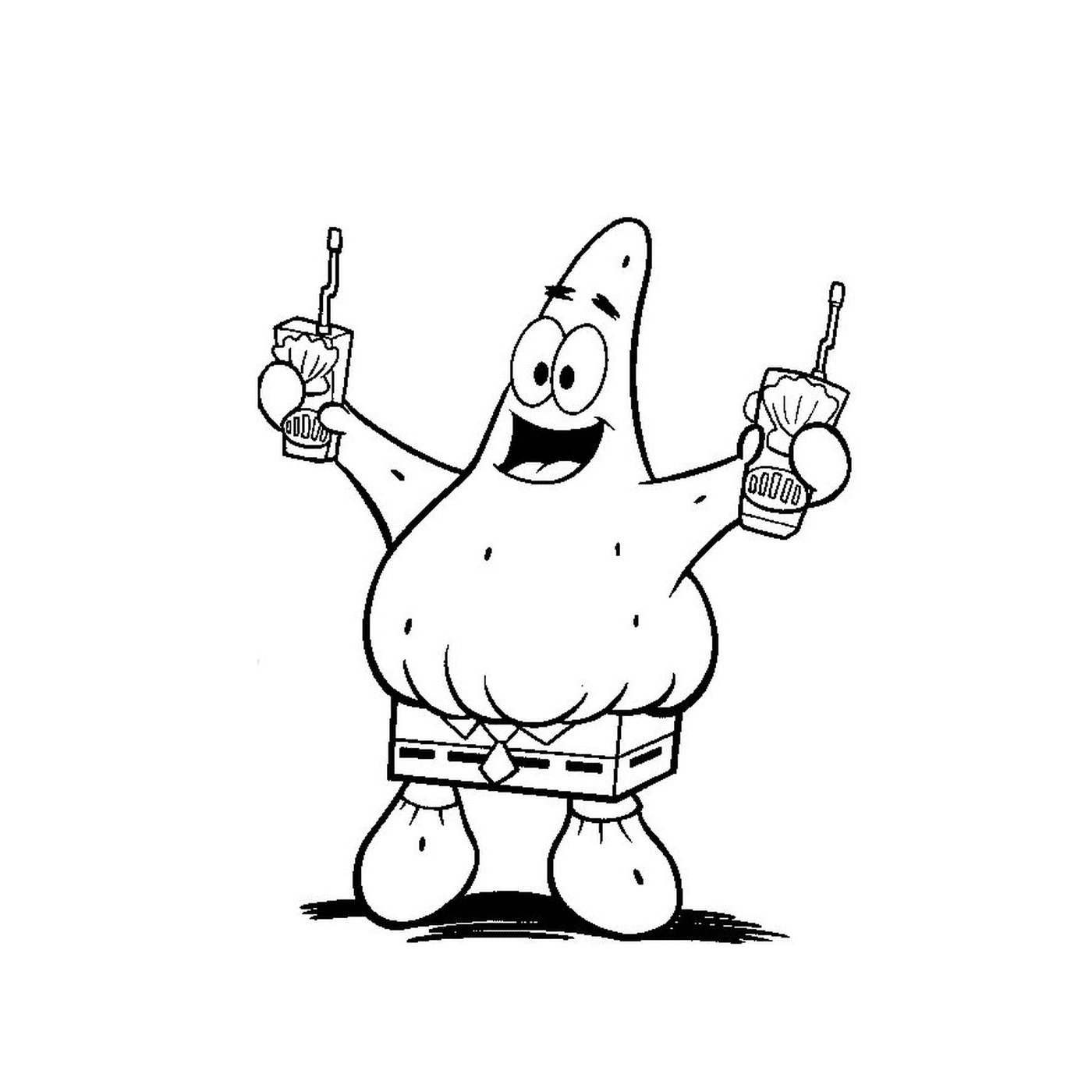  Patrick the star of the sea with a person holding mobile phones 