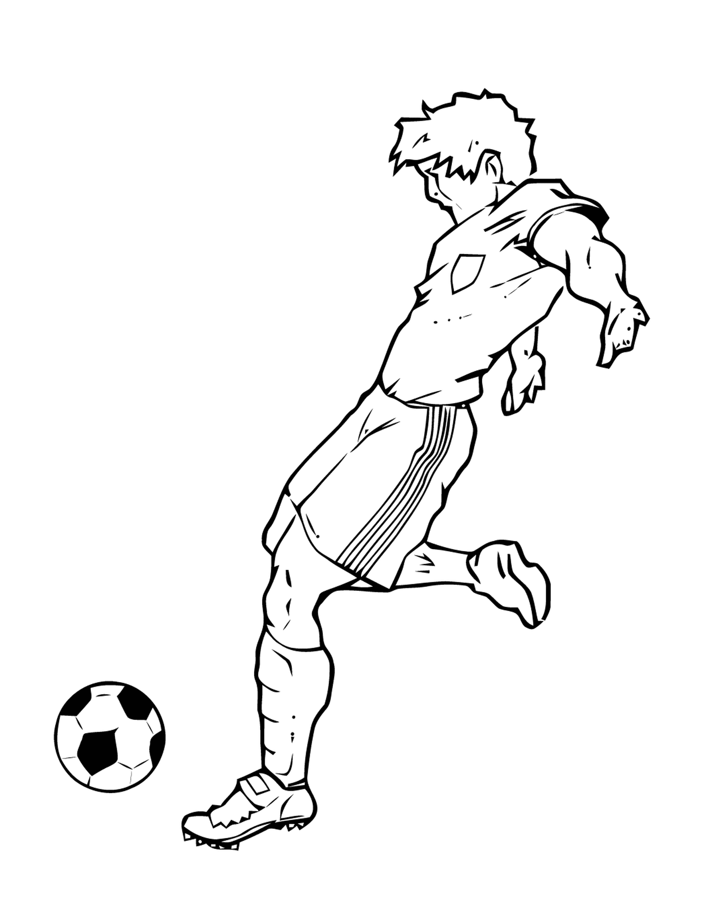  Deporte, jugador de fútbol golpeando una pelota 