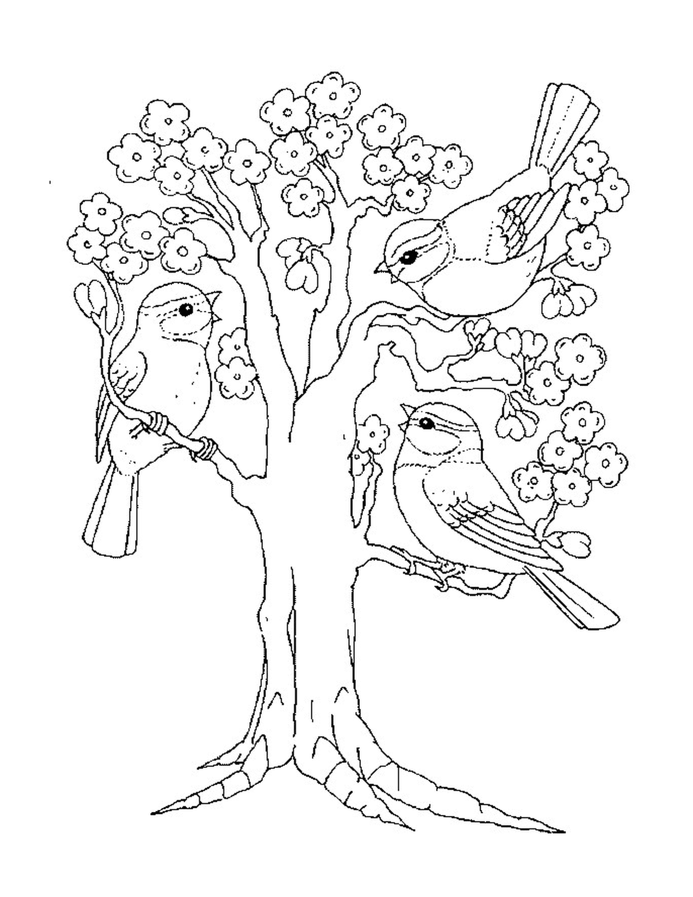  Frühlingsbaum, verzauberte Vögel 