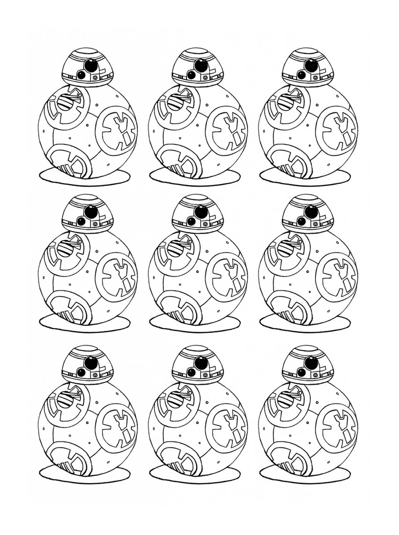  Set of nine drawings of BB8 