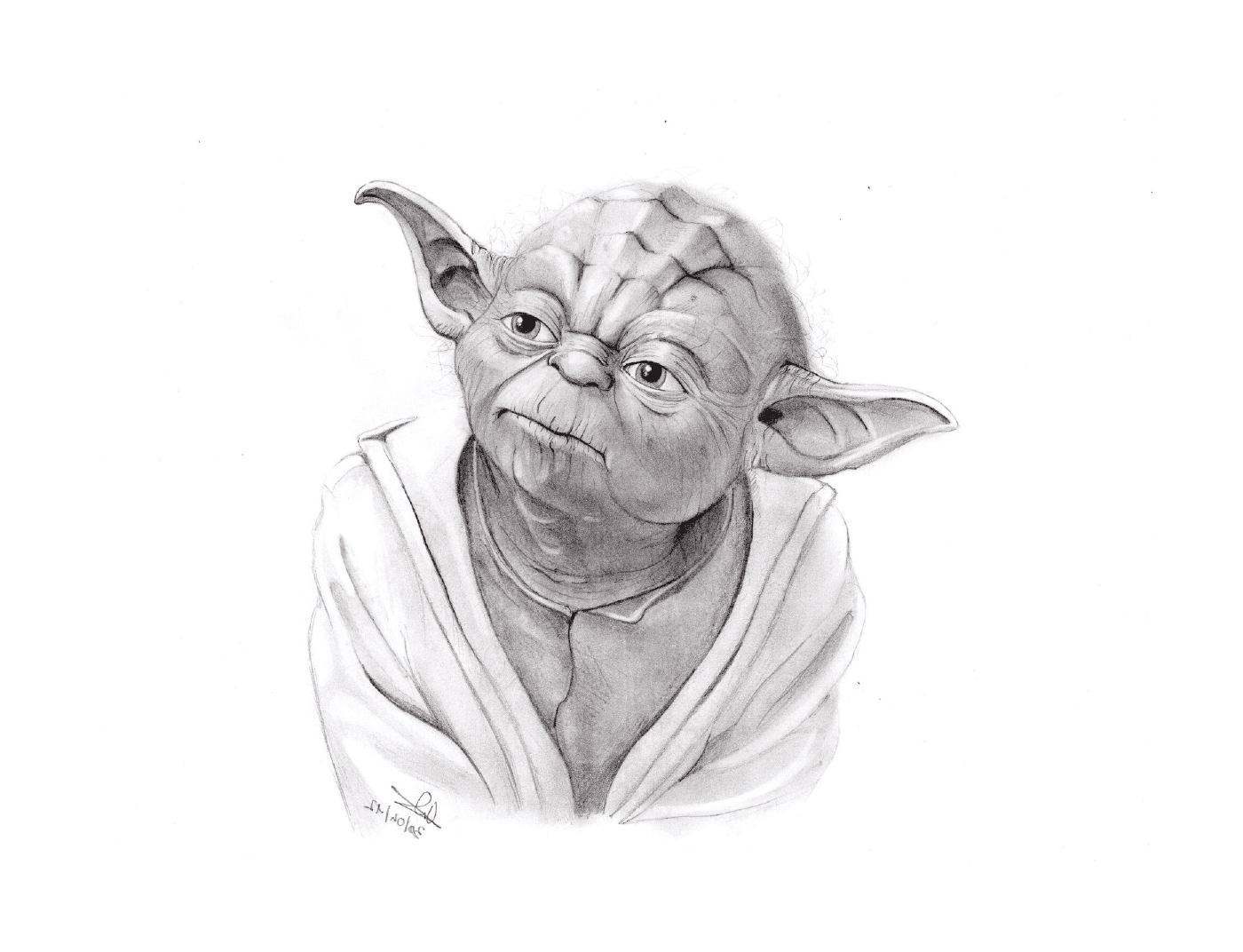  Yoda, a character in pencil 