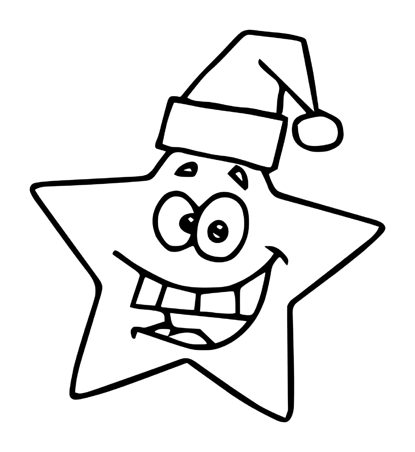  Una stella sorridente con un cappello di Natale 