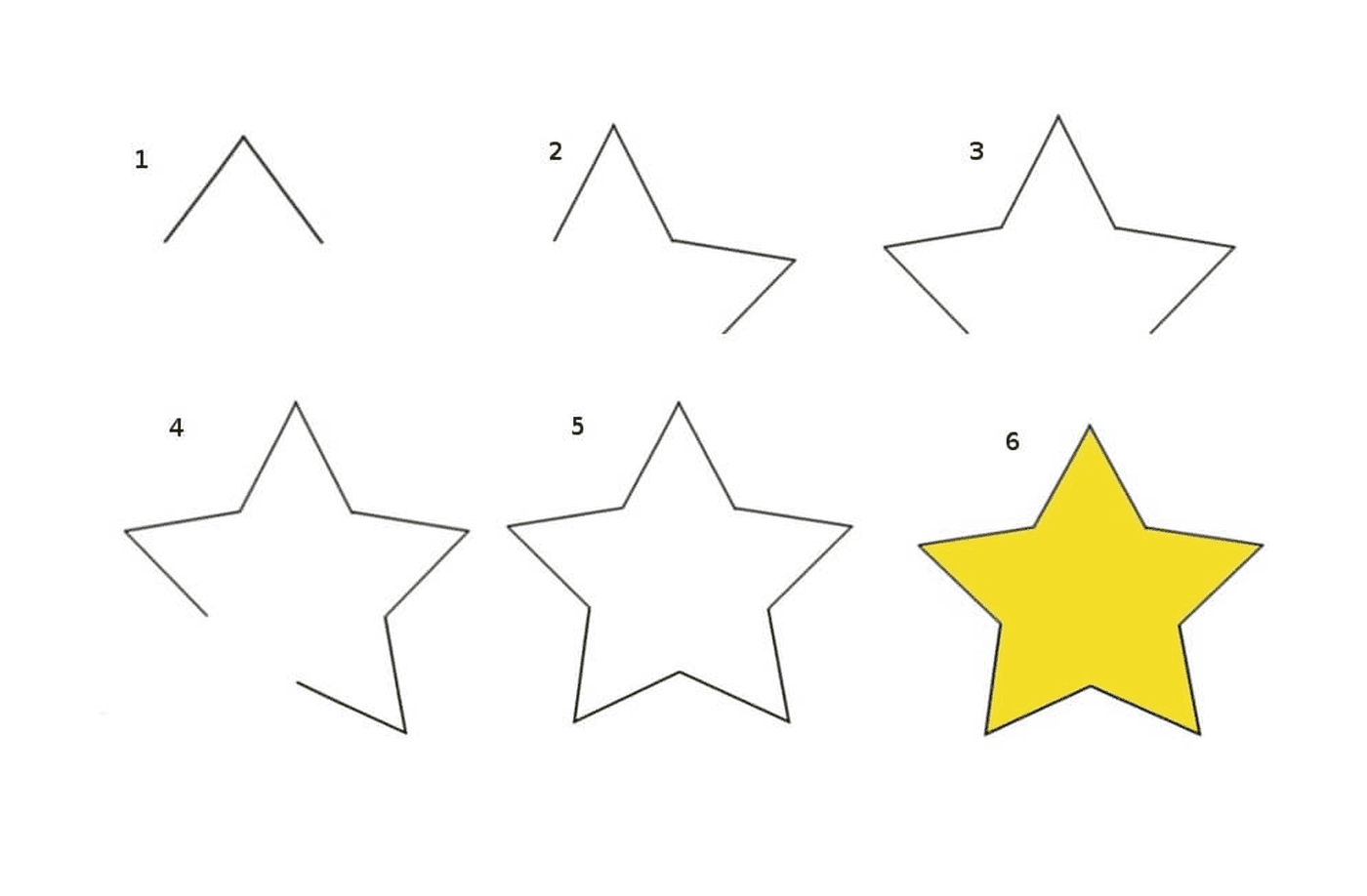  Cinco diferentes formas de estrellas amarillas 