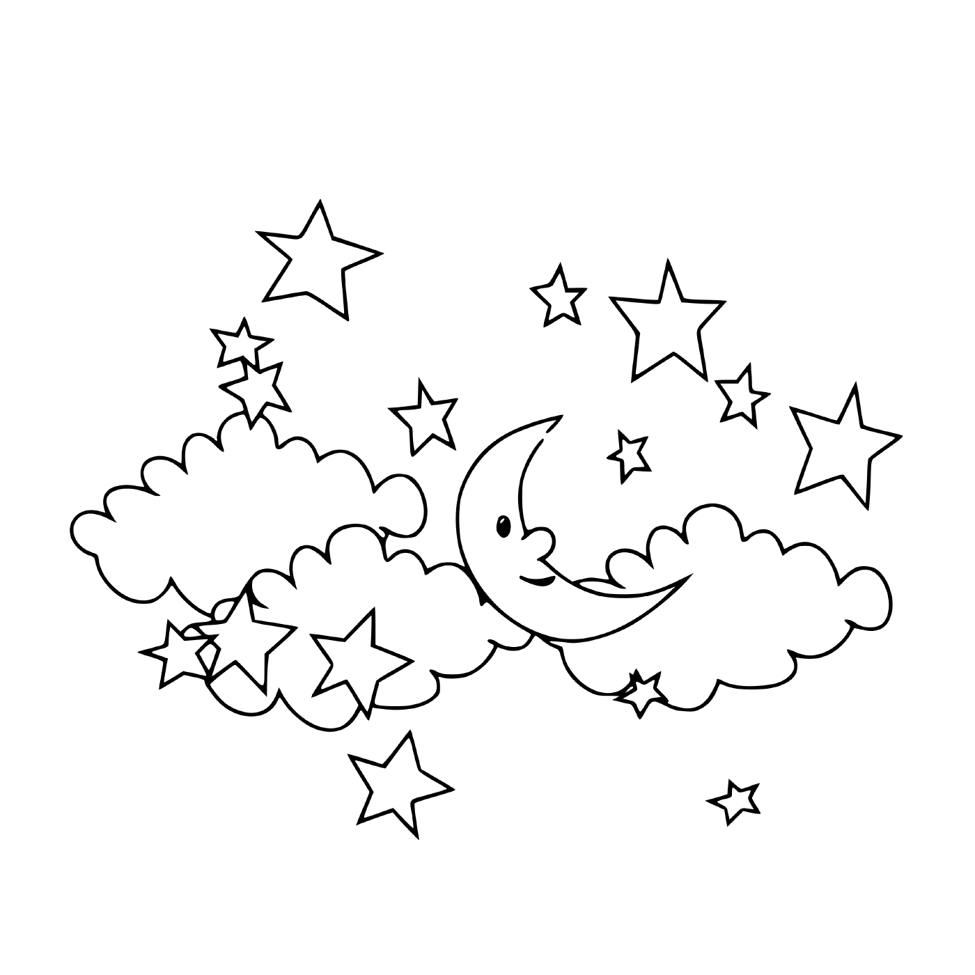  Ein Mond und Sterne am Himmel 