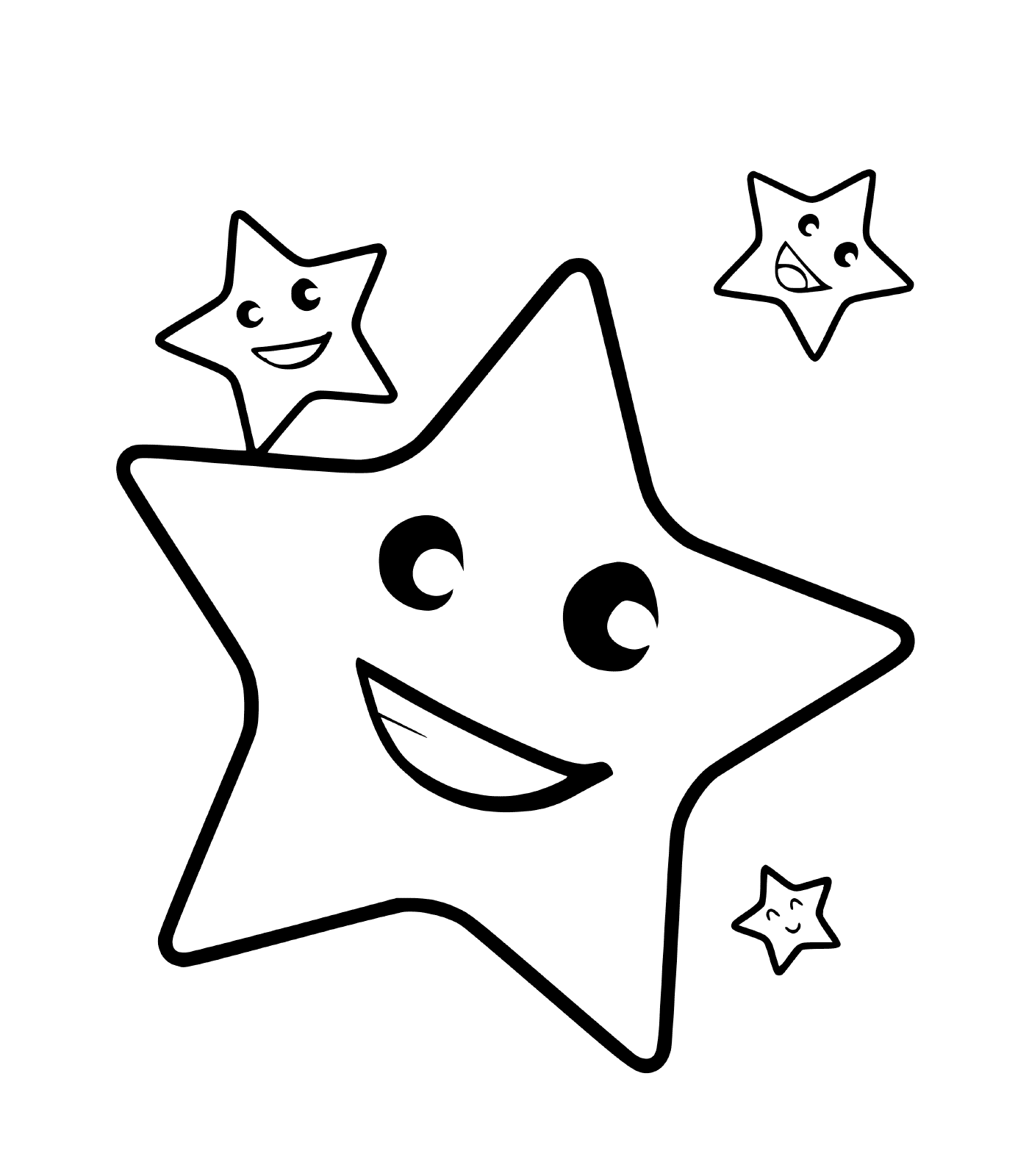  A star with three smiling faces 